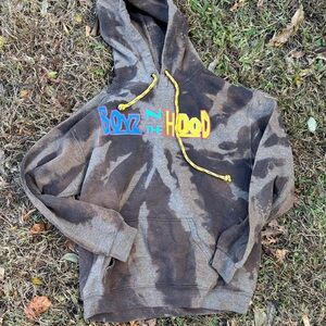 Brown Tie-Dye Hoodie with Colorful Graphic